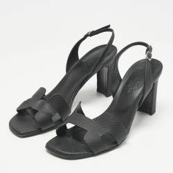 Hermes Black Leather Eternite Slingback Sandals Size 37