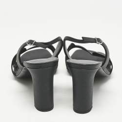 Hermes Black Leather Eternite Slingback Sandals Size 37