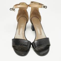 Hermes Black Leather Manege Ankle Strap Sandals Size 38