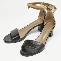 Hermes Black Leather Manege Ankle Strap Sandals Size 38