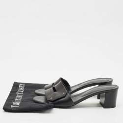 Hermes Black Leather View Slide Sandals Size 39.5