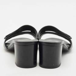 Hermes Black Leather View Slide Sandals Size 39.5