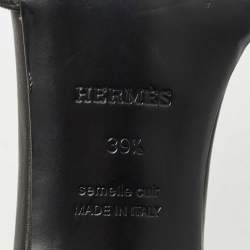 Hermes Black Leather View Slide Sandals Size 39.5