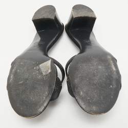 Hermes Black Glitter Suede Oasis Slide Sandals Size 38.5