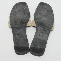 Hermes Gold Twisted Metal Thread Oran Flat Slides Size 40.5