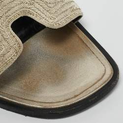 Hermes Gold Twisted Metal Thread Oran Flat Slides Size 40.5
