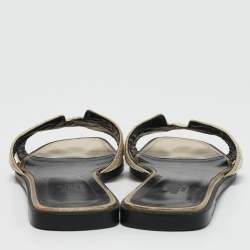 Hermes Gold Twisted Metal Thread Oran Flat Slides Size 40.5