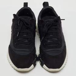 Hermes Black Nylon and Suede Bouncing Low Top Sneakers Size 39.5