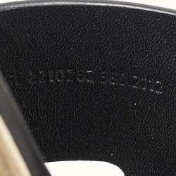 Hermes Black Leather Eze Platform Cork Wedge Sandals Size 38