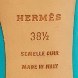 Hermes Blue Leather V-Neck Peep Toe Platform Pumps Size 38.5