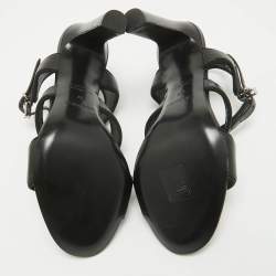 Hermes Black Leather Collier De Chien Sandals Size 37
