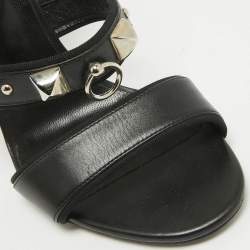 Hermes Black Leather Collier De Chien Sandals Size 37