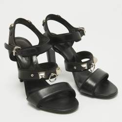 Hermes Black Leather Collier De Chien Sandals Size 37