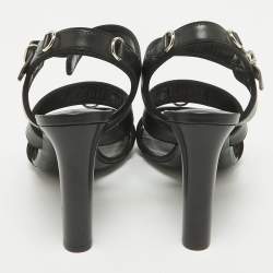 Hermes Black Leather Collier De Chien Sandals Size 37