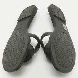 Hermes Black Rubber Aloha Flat Slides Size 38