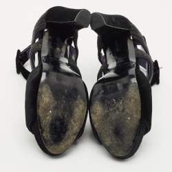 Hermes Black Velvet Platform  Ankle Strap Sandals Size 40