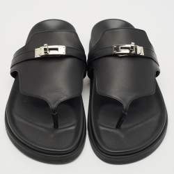 Hermes Black Leather Empire Sandals Size 39
