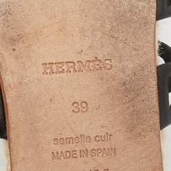 Hermes Black Leather Ancone Espadrille Flats Size 39