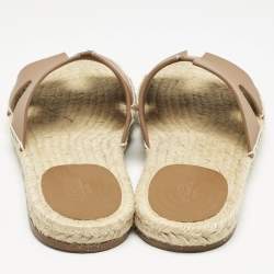 Hermes Brown Leather Antigua Espadrille Flat Sandals Size 41