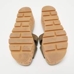 Hermes Green Suede Eze Cork Platform Wedge Sandals Size 38