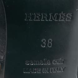 Hermes Black Leather Pointed Toe Slingback Pumps Size 38
