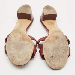 Hermes Burgundy Leather Oasis Slide Sandals Size 37.5 