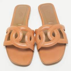 Hermes Brown Leather Aloha Sandals Size 41