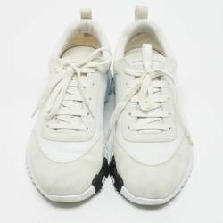 Pre Owned Hermès White Leather and Suede Bouncing Low Top Sneakers Size 40