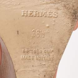 Hermes Orange Leather Legend Wedge Sandals Size 38.5