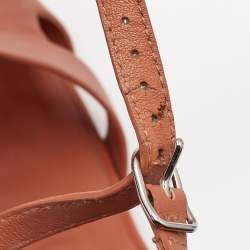 Hermes Orange Leather Legend Wedge Sandals Size 38.5