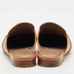 Hermes Naturel Leather Oz Flat Mules Size 38