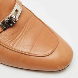 Hermes Naturel Leather Oz Flat Mules Size 38