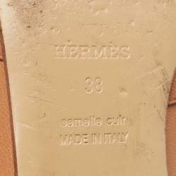 Hermes Naturel Leather Oz Flat Mules Size 38
