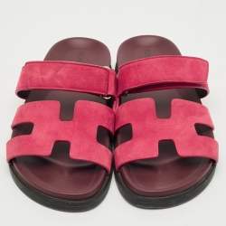 مملوكة مسبقًا صندل كعب فلات هيرمس شامواه وردي شيبر مقاس 38