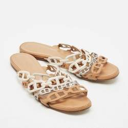 Hermes Multicolor Leather Chain d'Ancre Flat Sandals Size 36.5