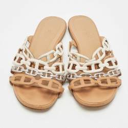 Hermes Multicolor Leather Chain d'Ancre Flat Sandals Size 36.5