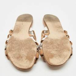 Hermes Multicolor Leather Chain d'Ancre Flat Sandals Size 36.5