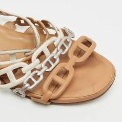 Hermes Multicolor Leather Chain d'Ancre Flat Sandals Size 36.5