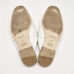 Hermes White Leather Oz Flat Mules Size 39