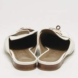 Hermes White Leather Oz Flat Mules Size 39