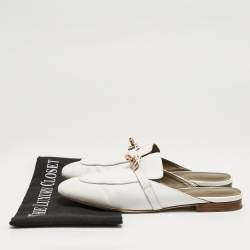 Hermes White Leather Oz Flat Mules Size 39