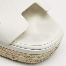 Hermes White Leather Ilana Espadrille Wedge Sandals Size 39