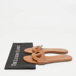 Hermes Brown Leather Lisboa Flat Sandals Size 39