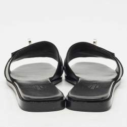 Hermes Black Leather Gabriel Slide Sandals Size 37
