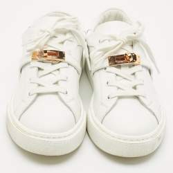 Hermes White Leather Day Low Top Sneakers Size 38