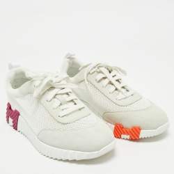 Pre Owned حذاء رياضي هيرمس Bouncing شبك أبيض وألكنترا مقاس 39.5