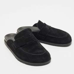 Hermes Dark Green Suede Go Mules Size 39