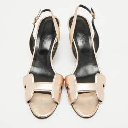 Hermes Gold Leather Night Slingback Sandals Size 39
