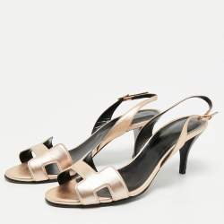 Hermes Gold Leather Night Slingback Sandals Size 39