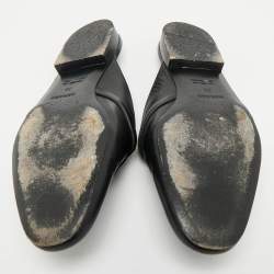Hermes Black Leather Oz Flat Mules Size 39
